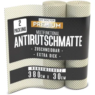 DIY Doctor Antirutschmatte Teppich - 2x Teppich Antirutschunterlage - 190 x 30cm Rutschmatte Teppich - Teppich Antirutsch Pads - Anti Rutsch Teppichunterlage - Antirutschmatte Schubladen - Creme