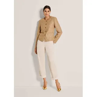 MADELEINE Kurzblazer Glanzblazer mit Pailletten Eleganter Einreiher mit Rundhals, Leistentaschen und Langarm braun 34