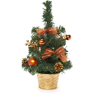 Heitmann Deco dekorierter Weihnachtsbaum - Kleiner künstlicher Tannenbaum mit Schmuck - Gold, Kupfer - Kunststoffbaum