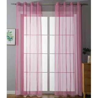 Gardinenbox Ösenvorhang 2er Set 140 x 245 cm Rosa/Transparent