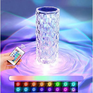 USB Diamant Lampe, Kristall-Touch-Tischlampe, 16 Farbwechsel, Rosen-LED-Licht Kristall-Diamant-Tischlampe, LED-Atmosphäre, USB-Nachtlicht kabellos...