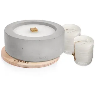beske Outdoorkerze Betonfeuer® - Taal mit Dauerdocht Kerzenfresser Tischfeuer (24cm), Wachsrecycling mit besonderem Ambiente und nachhaltigem Dauerdocht