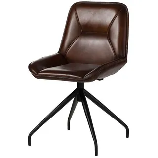 MASSIVMOEBEL24.DE Esszimmerstuhl Iron Label Leder braun