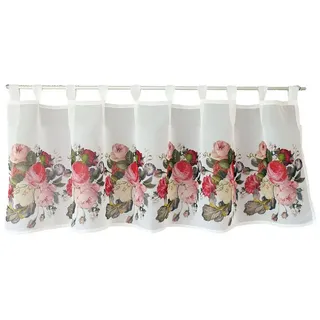 texpot Scheibengardine Gardine mit Druckmotiv Rosen Frühling Sommer Dekoration (1 St), Schlaufen, halbtransparent weiß 45 cm x 150 cm
