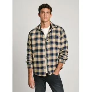 Pepe Jeans für Herren. PM308810 Steeve Überhemd navy, gelb (S), Lässig, Baumwolle, Langarm, Nachhaltig, Marine