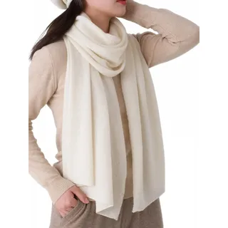 Prettystern 100% Kaschmir 180/60 cm lang XL großer Damen Herren Schal Cashmere Scarf groß Winter Stola - ivory Creme Weiß - 180cm X 60cm