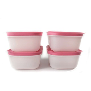 Tupperware Freezer Mates Small Low 450ml White Pink (4) 11282