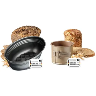 Zenker Brotform oval BLACK METALLIC, Brotbackform & Pollerbrot-Springform – Runde Brotform als Zubehör zum Backen