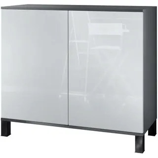 Vladon Skadu V3 92,5 x 84,5 x 35 cm Anthrazit matt / Weiß Hochglanz