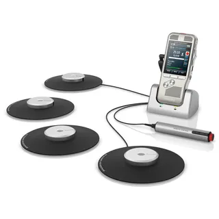 Philips DPM8900/02 Meeting-Recorder-Set, Digitales Diktiergerät 4 Grenzflächenmikrofonen für 360° Tonaufzeichnungen, SpeechExec Basic Diktiersoftware 2-Jahres-ABO