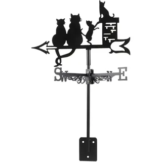 Yardwe Schwarz Wetterfahne Katze Wetterhahn Windrad Windrichtungsanzeiger Edelstahl Weathervane für Zuhause Garten Terrasse Hof Dach Dekoration