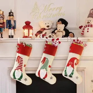 Großer Weihnachtsstrumpf Set 3D Weihnachtsmann Deko 45cm96428