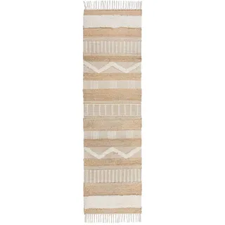 KADIMA DESIGN Handgewebter Naturteppich in Skandi-Tönen "Wharfe". Farbe: Braun-Beige, 60x230 cm Kadima Design