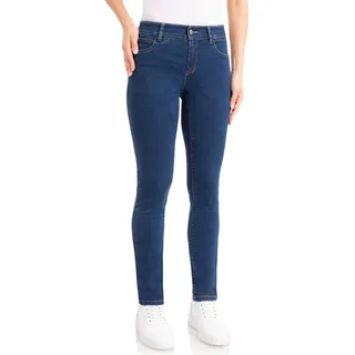 Slim-fit-Jeans WONDERJEANS "Classic-Slim" Gr. 42, Länge 30, blau (blue stone washed) Damen Jeans Röhrenjeans Klassischer gerader Schnitt