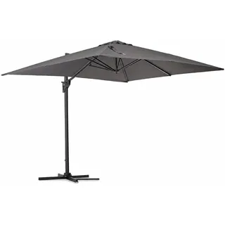 Ampelschirm Porto - Aluminium Anthrazit, Polyester-Stoff Dunkelgrau, 3x3 m