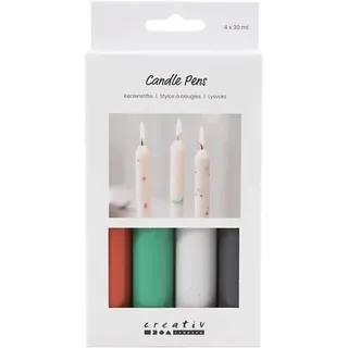 Creativ Company Kerzenstifte, Schwarz, Grün, Hellgrau, Rot, 4x30 ml