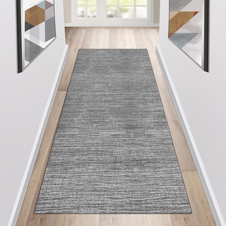 Siunwdiy Teppich Läufer Flur rutschfest Küchenläufer Waschbar Grau Modern Korridor Teppichläufer Lang Küchenteppich Für Küche Wohnzimmer Schlafzimmer Teppichläufer Meterware Anpassbar,Grau,50x140cm