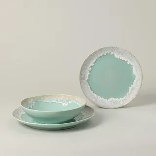 Costa Nova Tafelservice Taormina, Türkis, Keramik, 12-teilig, Handmade in Europe, Essen & Trinken, Geschirr, Geschirr-Sets, Tafelservice