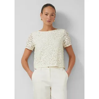 s.Oliver Kurzarmbluse Bluse Kurzärmelige Spitzenbluse mit floralem Muster beige 4XL (48)