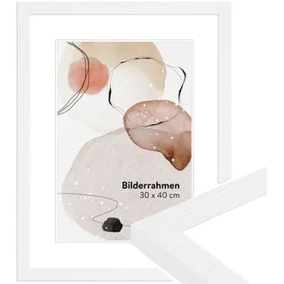 WANDStyle Bilderrahmen H300, Weißer Bilderrahmen 30x45 Holz, Moderner Fotorahmen Weiß 30x45 cm weiß