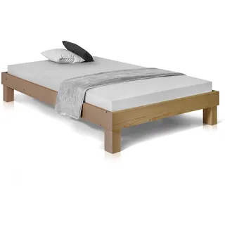 Singlebett Massivholzbett Futonbett ohne Kopfteil PUMBA 90x200 cm Fichte gebeizt