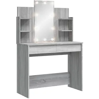 vidaXL Schminktisch mit LED-Leuchten Grau Sonoma 96x40x142 cm
