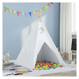 vidaXL Teepee Zelt Weiß 120 x 120 x 150 cm Stoff und Plastik