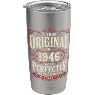 80. Geburtstag Mann Frau Geschenk Vintage Jahrgang 1946 Doppelwandiger Edelstahl-Thermobecher