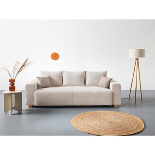 COLLECTION AB Schlafsofa Yves, mit Bettkasten und Bettfunktion, 2 Zierkissen inklusive, in Cord beige