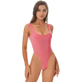iEFiEL Damen Body Bodysuit Achselhemd Unterhemd Dessous Lingerie Nachtwäsche Reizwäsche Offener Schritt (Dunkel Rosa) - Einheitsgröße