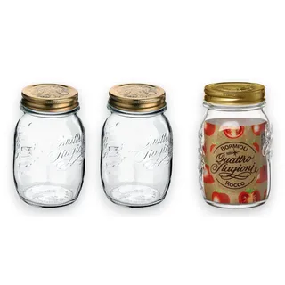 Bormioli Rocco Einmachglas Bormioli Rocco Quattro Stagioni – 3er Set Einmach-Glas 0,5 l, Glas Made in Italy, (3-tlg), Vielseitiges Glas für Aufbewahrung, Getränke oder Vorräte weiß 500 ml | Ø 8 cm x 8 cm x 8 cm x 14 cm