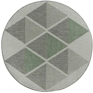 TaCa Home Teppich Vielfältig einsetzbarer Indoor & Outdoor Bodenteppich, rund, Höhe: 7 mm, Wetterfester Teppich aus hygienischem Polypropylen grün rund | 160 cm x 160 cm x 7 mm