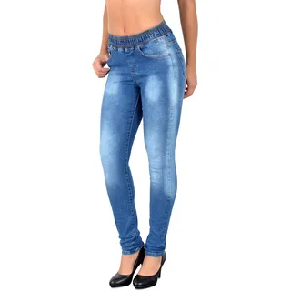 ESRA Skinny Jeans Damen High Waist Stretch Jeans Damen Jeggings Damen Stretch elastischer Gummi-Bund Übergröße Puls Size J291 - 44