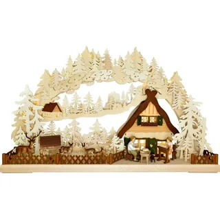 RATAGS LED Schwibbogen 3D-Schwibbogen, Lichterbogen Handwerker am Wildgehege, Handwerkskunst original Erzgebirge