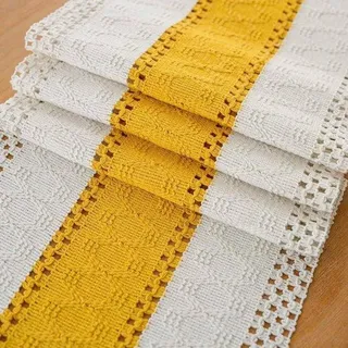 Famanu Tischläufer Beige und Gelb Boho Makramee - Vintage
