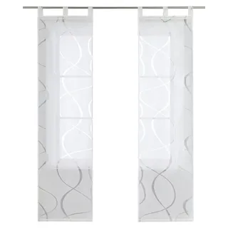 Joyswahl Schiebegardine (2 St), Schlaufen, transparent, Voile Flächenvorhänge Schiebevorhang Schlaufenschals, Ausbrenner weiß 57 cm x 225 cm