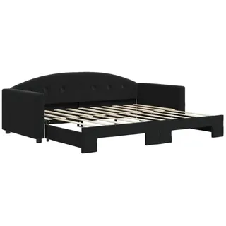 vidaXL Tagesbett Ausziehbar Schwarz 90x190 Cm Samt Vidaxl