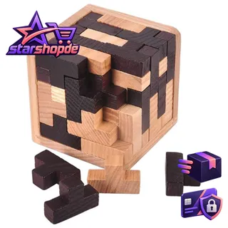 Bausteine T-Form 54 Stücke 3D Holz Pädagogisches Spielzeug Puzzle Schwarz Weiß