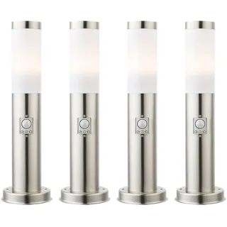 4x LED Außenleuchte Sockelleuchten Garten-Lampe Beleuchtung Veranda Hof Weg EDELSTAHL inkl. Bewegungsmelder 90° 2-8m