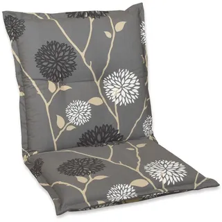 Sesselauflage, Grau, Schwarz, Weiß, Beige, Textil, Blume, Füllung: Schaumstoff, Vlies, 50x9x100 cm, Made in Germany, hochwertige Qualität, Outdoor-Kissen, Gartenstuhlauflagen, Niedriglehner-Auflagen