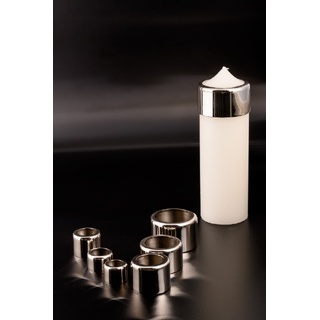 Kerzenring für Tropfschutz und Brennregeln Silber, für Kerzen Ø 3 cm Messing vernickelt, silber