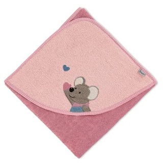 Sterntaler Badetuch 80x80 cm aus 100% Baumwolle personalisiert mit Namen/inklusive Bestickung (Mabel rosa Herz)