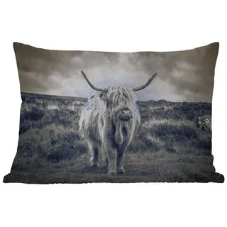 MuchoWow Dekokissen Schottischer Hochländer - Tiere - Wolken - Kuh - Natur, Outdoor-Dekorationskissen, Kissen, Kissenbezug, 60x40 cm bunt Rechteckig | 60 cm x 15 cm x 40 cm