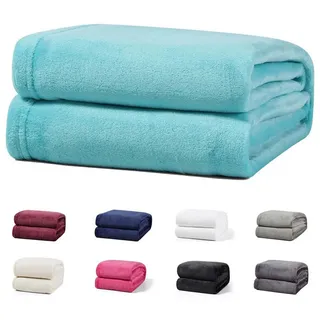 Wohndecke Luxury Kuscheldecke, 150x200 cm, 220x240 cm, 230x270 cm, Buymax, super weiche Fleece-Tagesdecke, Sofadecke blau 230 cm x 270 cm