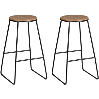WENKO Barhocker Loft, 2er Set Barstühle aus nachhaltigem Bambus & stabilem Metall, cooles Industrial Design für Kücheninsel, Bar & Stehtisch, je 42 x70 x 42 cm, Schwarz matt / Natur