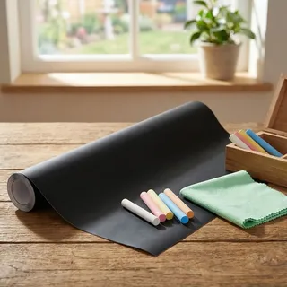 Selbstklebende Tafelfolie 60x200cm inkl. 5 Kreiden & Reinigungspad – Wandfolie als Kreidetafel & Memoboard für Küche, Kinderzimmer & Büro
