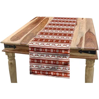 ABAKUHAUS Weihnachten Tischläufer, skandinavisch, Esszimmer Küche Rechteckiger Dekorativer Tischläufer, 40 x 180 cm, Weiß Rot