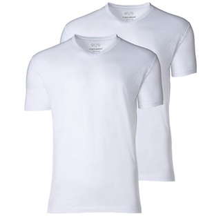 CECEBA Herren American T-Shirt, 2er Pack - V-Ausschnitt, Kurzarm, Baumwolle, uni Weiß M