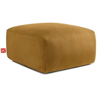 KONSIMO® Sitzhocker BUFFO Pouf, Polsterhocker, hergestellt in der EU, extrem weicher und bequemer Sitz, mit gewellter Feder, Modern gelb