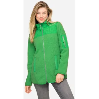 Laurasøn Sweatjacke Teddyjacke Stepp-Einsätze Stehkragen Zipper grün M